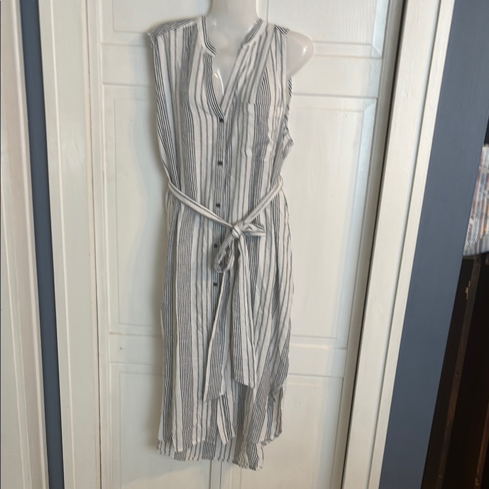 GAP Blue  and White Linen Blend Striped Midi Dress XXL NWT